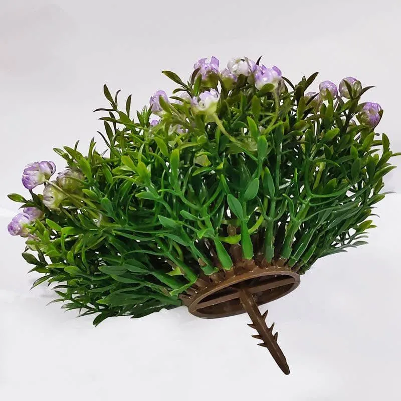 Purple Faux Ice Floral Green Bush In White Pot - 15 cms media 3