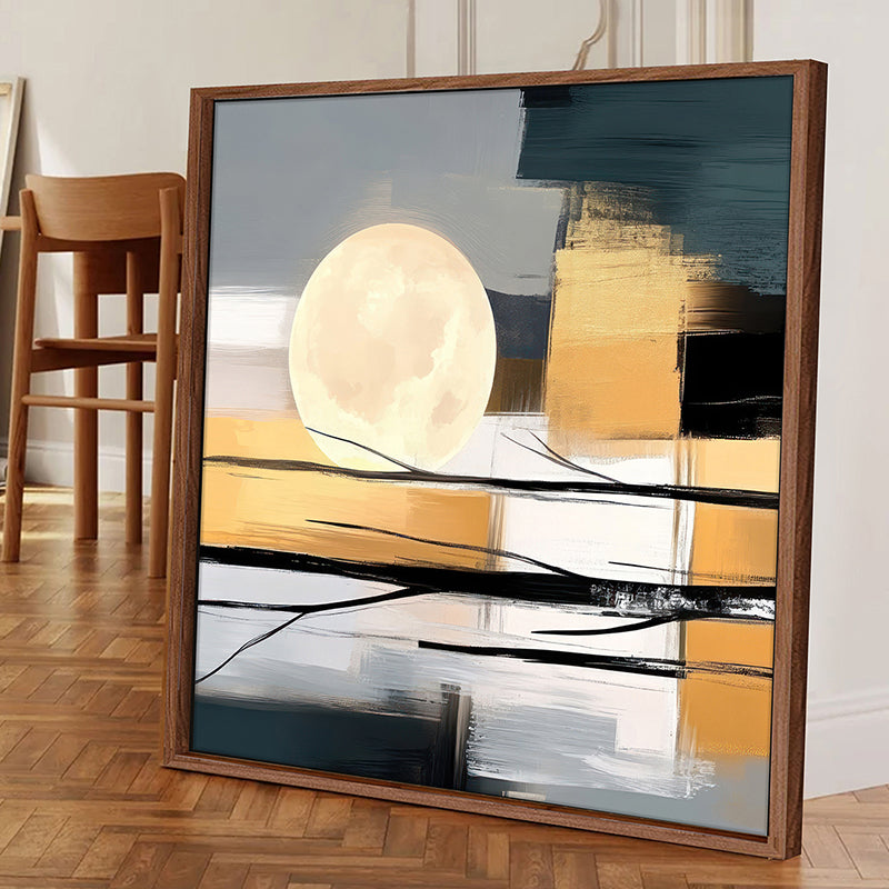 Moon & Twigs Wall Art With Frame - Brown media 3