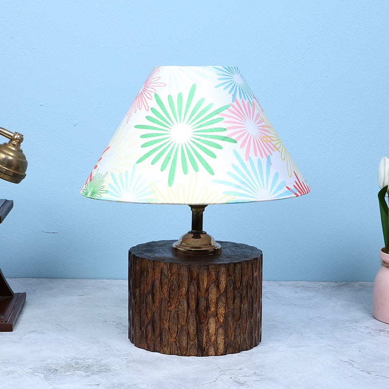 Hikari Trunk Printed Mango Wood Table Lamp - Multicolor