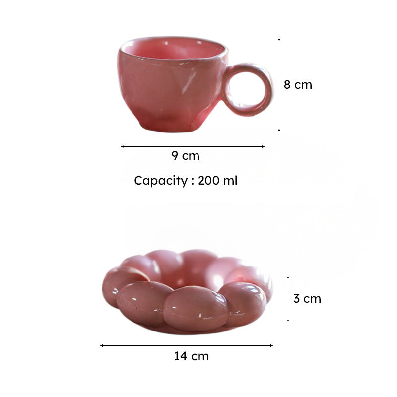 Bubble Buddy Cup & Saucer (Pink/200 mL Each) - Set of Two media 7