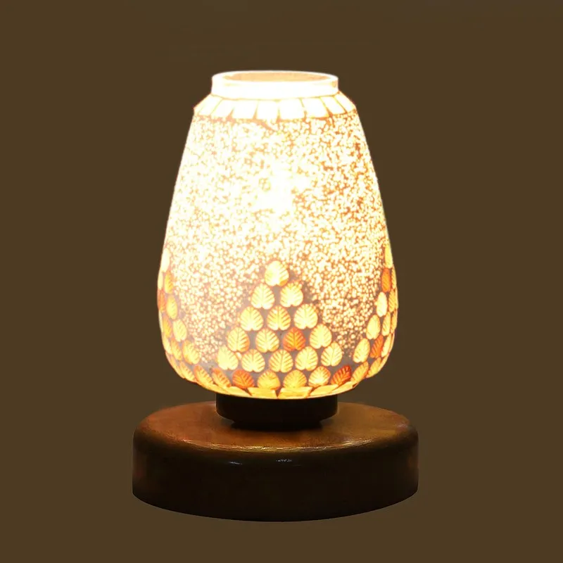Aureline Glass Table Lamp With Wooden Base - Multicolor media 6