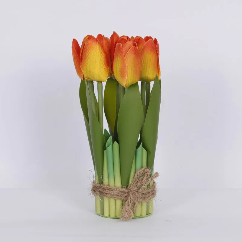 Realistic Artificial Tulip Bunch - Orange media 4