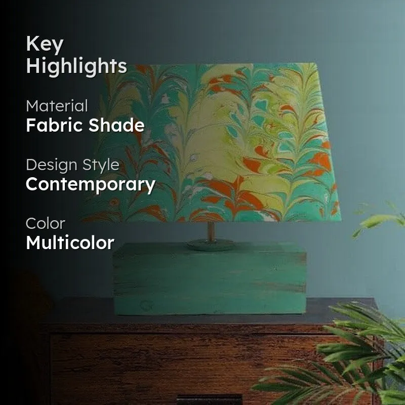 Marbling Abstract Handpainted Fabric Table Lamp - Multicolor media 2
