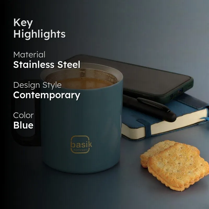 Moira Stainless Steel Coffee Mug (270 mL) - Blue media 2