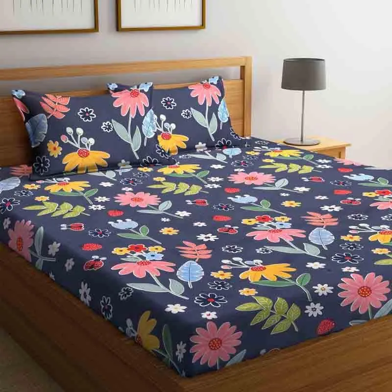 Gouche Florals Bedsheet - 140 GSM media 4