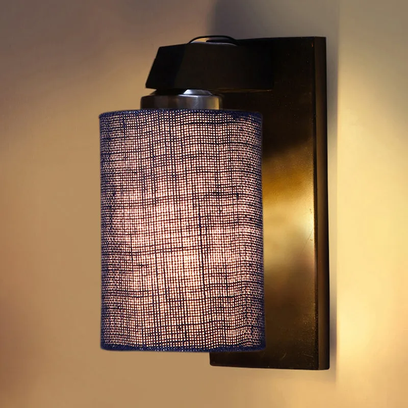 Eyrie Glow Jute & Wooden Wall Lamp - Blue media 5
