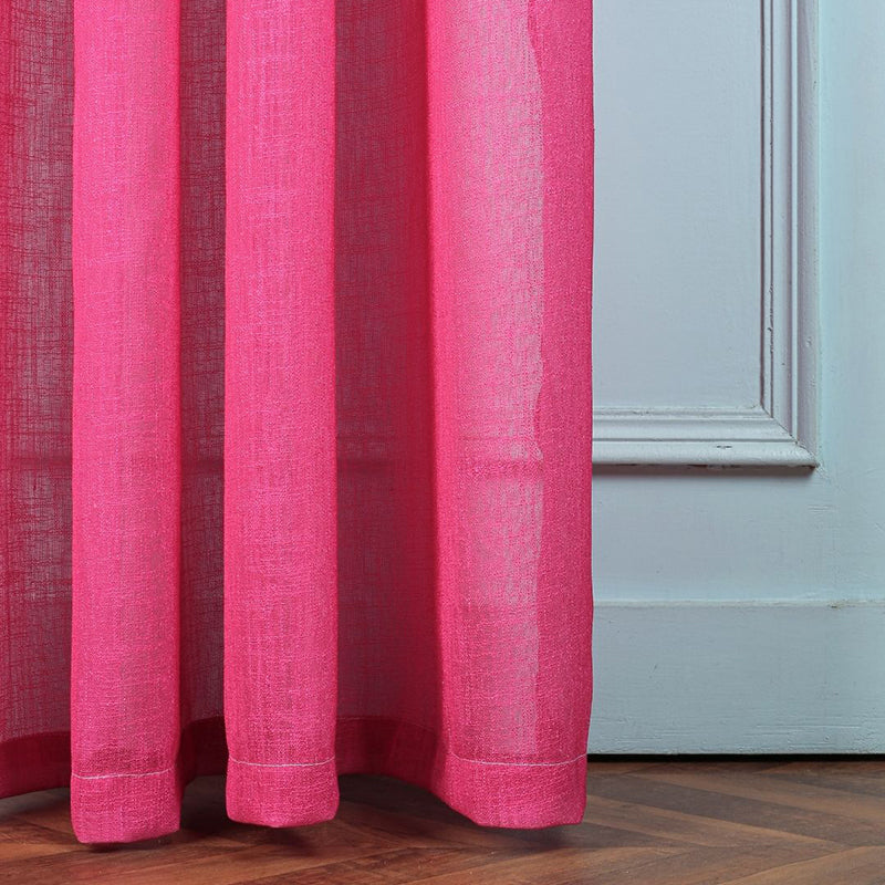 Ombria Linen Texture Sheer Curtain (Pink,Yellow) - Set Of Two media 8