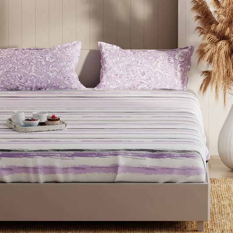 Pike Abstract Microfiber Bedsheet (Lavender) - 135 GSM media 4