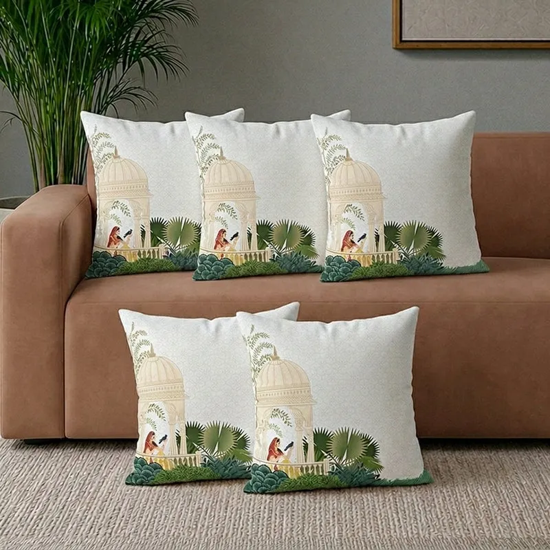 Kashmiri Bagh Velvet Cushion Cover Set - Set Of Five media 1