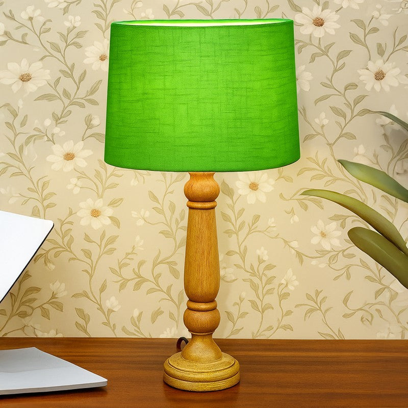 HavenGlow Peaceful Wooden Table Lamp - Green