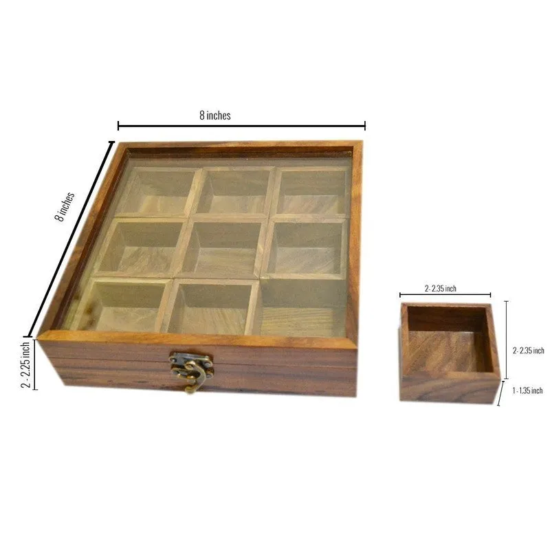 Charm Sheesham Wood Rectangle Masala Box - Eleven Piece Set media 10