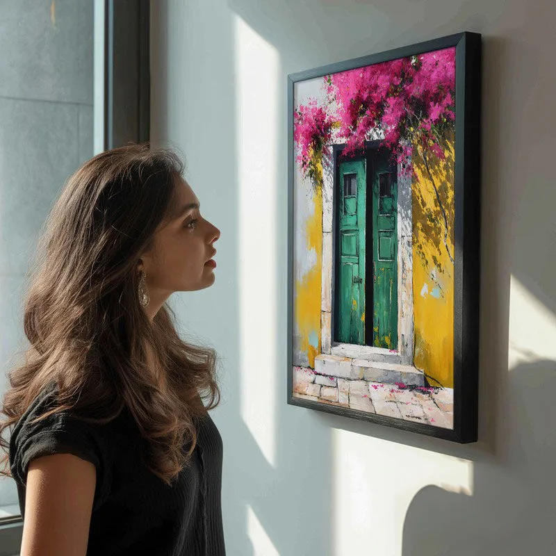 Bougainvillea Bliss Canvas Wall Painting - Black Frame media 5