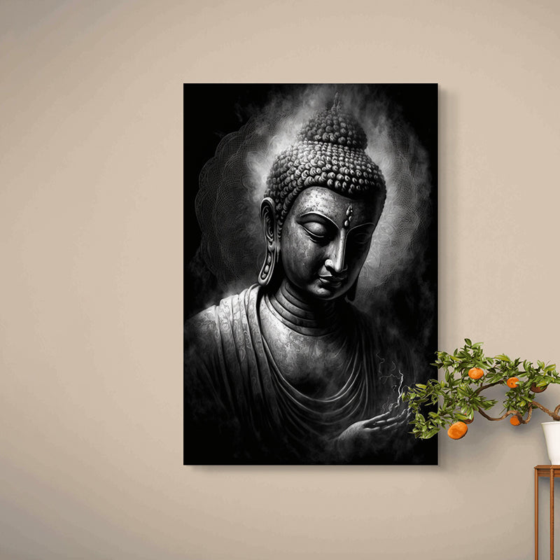 Monochrome Bodhisatwa Canvas Wall Painting