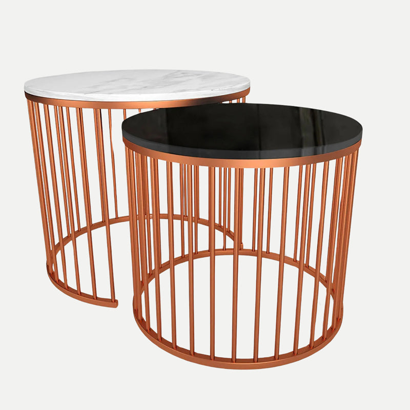Aurum Cage Accent Table with Marble Top (Copper) - Set Of Two media 5