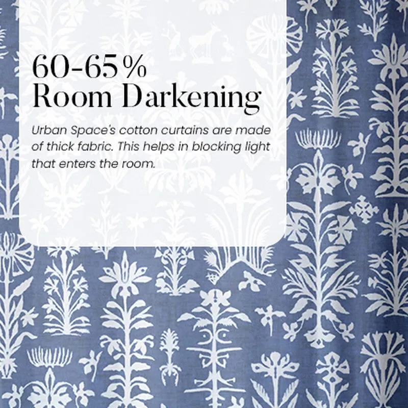 Urban Space Twigs Semi Sheer Curtain - Indigo Blue media 10