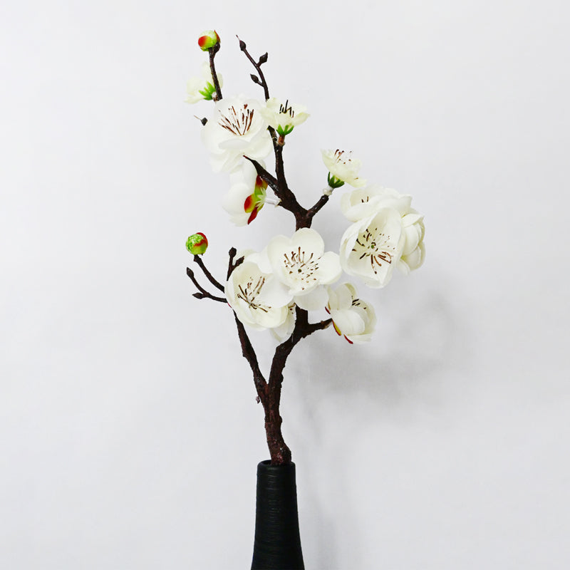 Artificial Decorative Plum Blossom Flower Stick (White) - Set of Two media 7