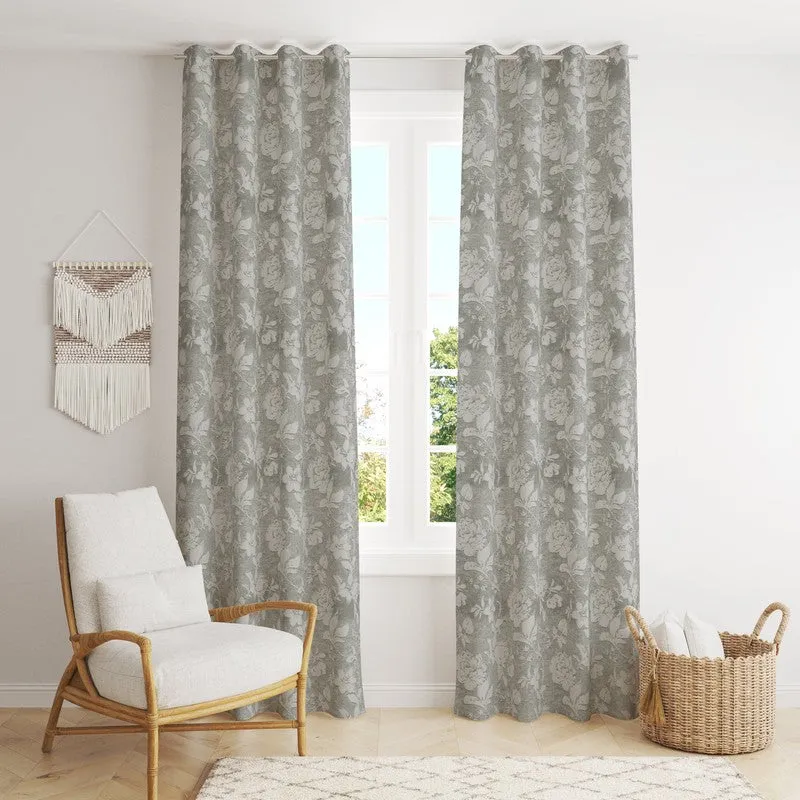 Gulaab Jacquard Single Curtain (Grey) media 1