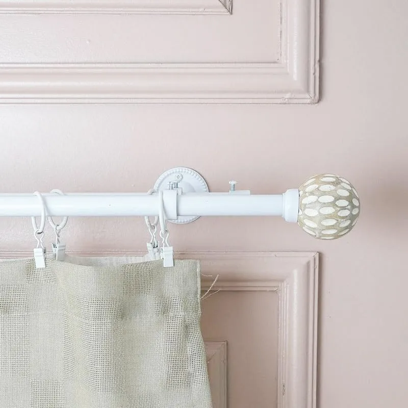 Birch Beam Duo Extendable 1" Double Curtain Rod With Round Finial & Brackets media 3
