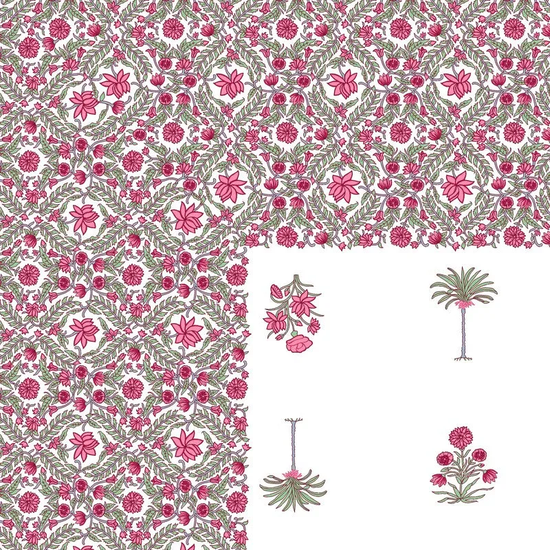 Rang Style Cotton Bedsheet (Pink,Green,White) - 120 TC media 6
