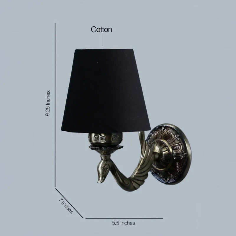Amro Retro Conical Fabric & Metal Wall Lamp - Black media 4