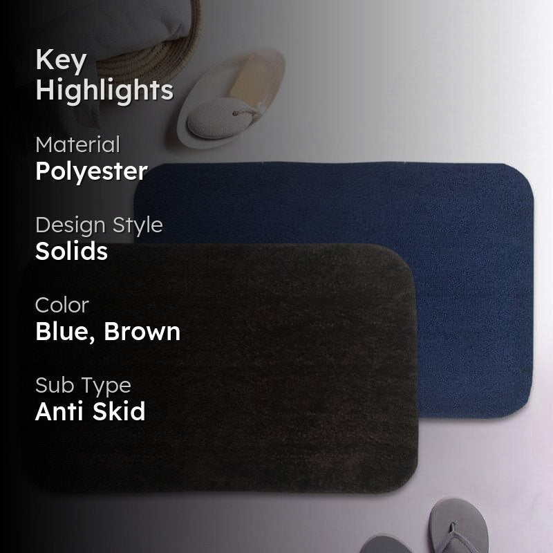 Rista Anti Slip Bathmat (Blue & Brown) - Set Of Two media 2