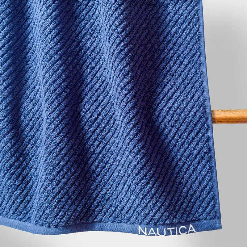 Nautica Riviera Soft Cotton Bath Towel (Navy Blue & Light Tan) - Set Of Two media 3