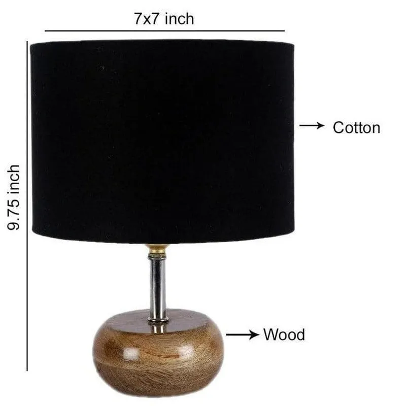 Wood Pebble Fabric Table Lamp - Black,Brown media 4