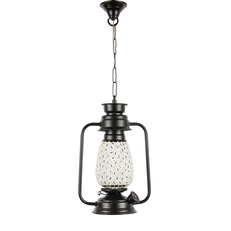 Siera Mosaic Lantern Glass Ceiling Lamp - Black media 3
