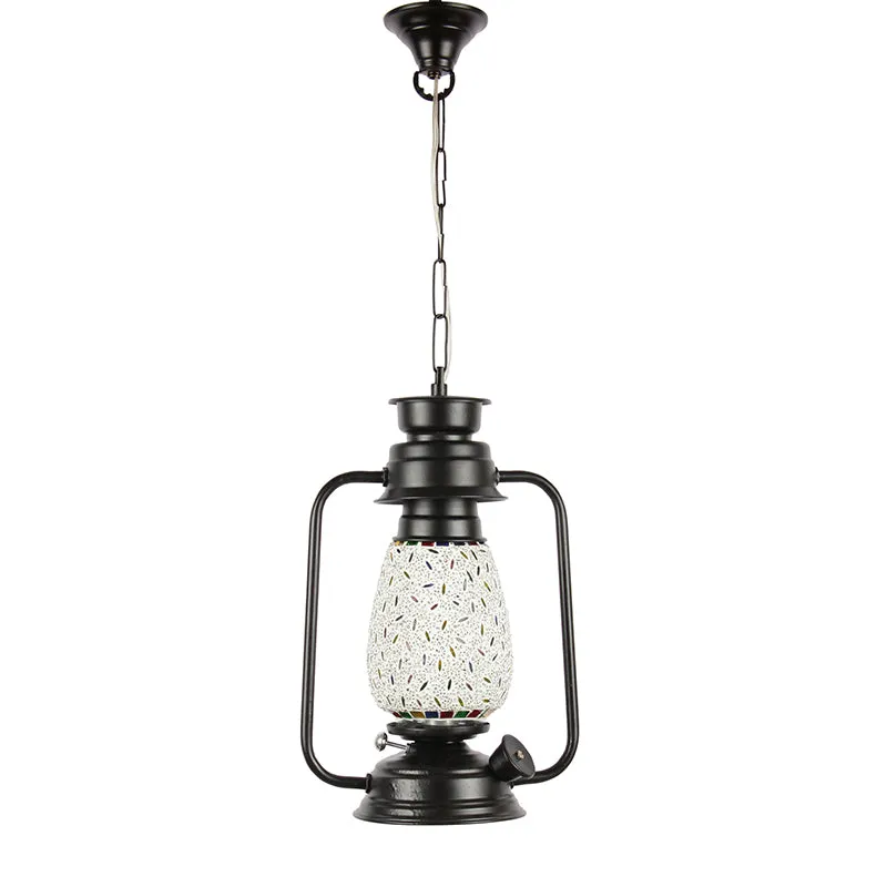 Siera Mosaic Lantern Glass Ceiling Lamp - Black media 3