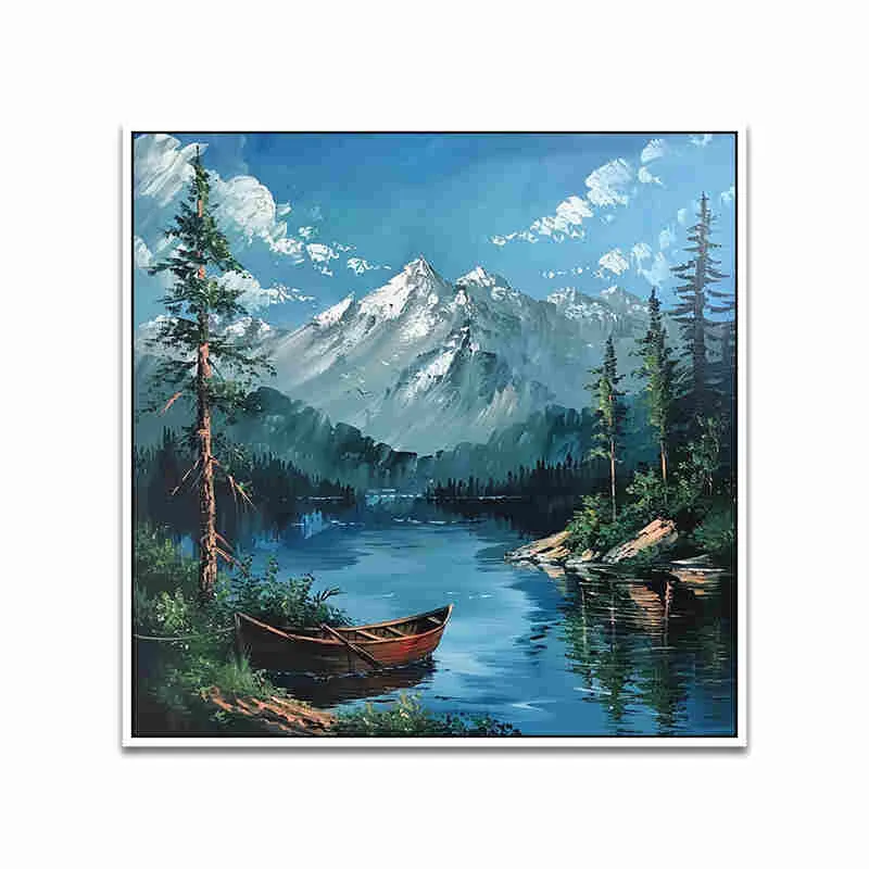 Serenity Of Mountains Canvas Wall Art With Frame media 4