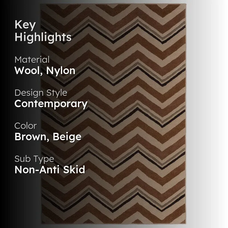 Peregrin Hand Tufted Geometric Wool & Nylon Carpet - Brown media 2