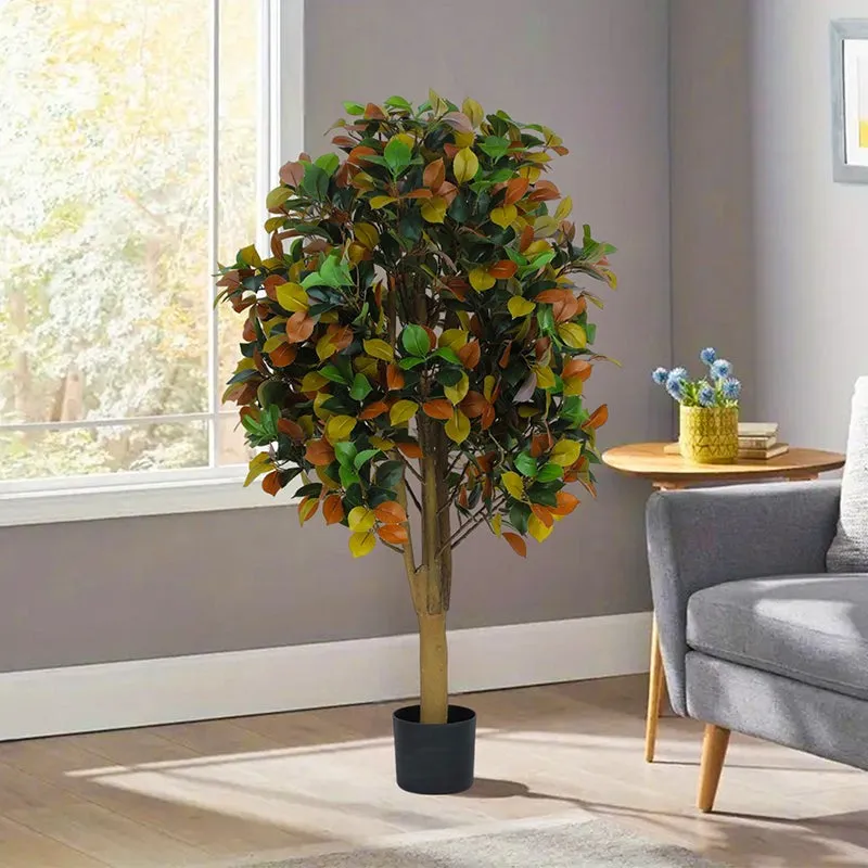 Verdis Artificial Ficus With Black Plastic Pot - 4 Feet media 3