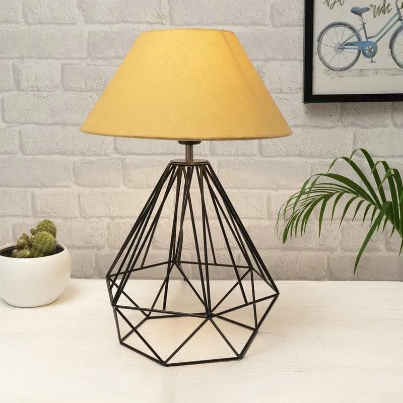 Diamond Dust Black Fabric Table Lamp - Yellow,Black media 3