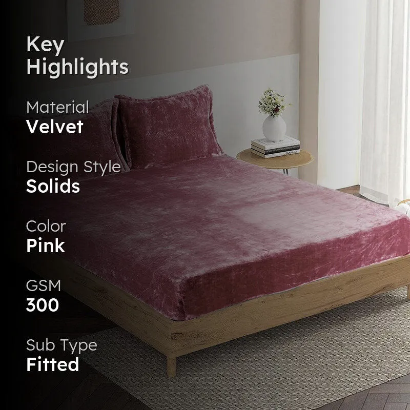 Casselle  Velvet Bedsheet (Pink) - 300 GSM - 2