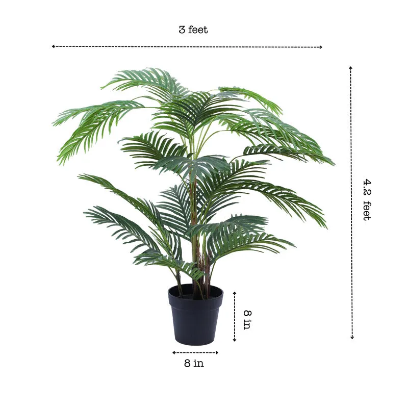 Artificial Realistic Areca Palm Plant With Black Plastic Pot - 4.3 Feet media 8