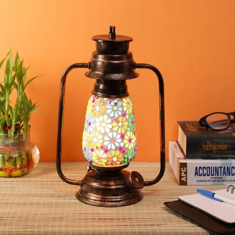Madhura Mosaic Lantern Iron Table Lamp - Multicolor media 1