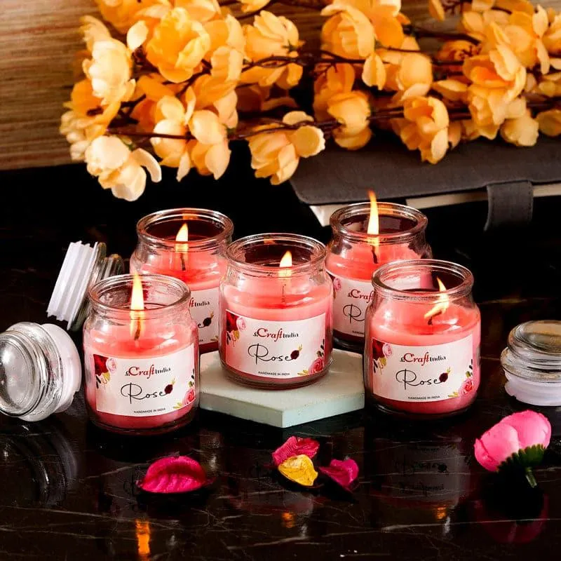 Nithya Rose Scented Jar Candle - Set Of Five media 4