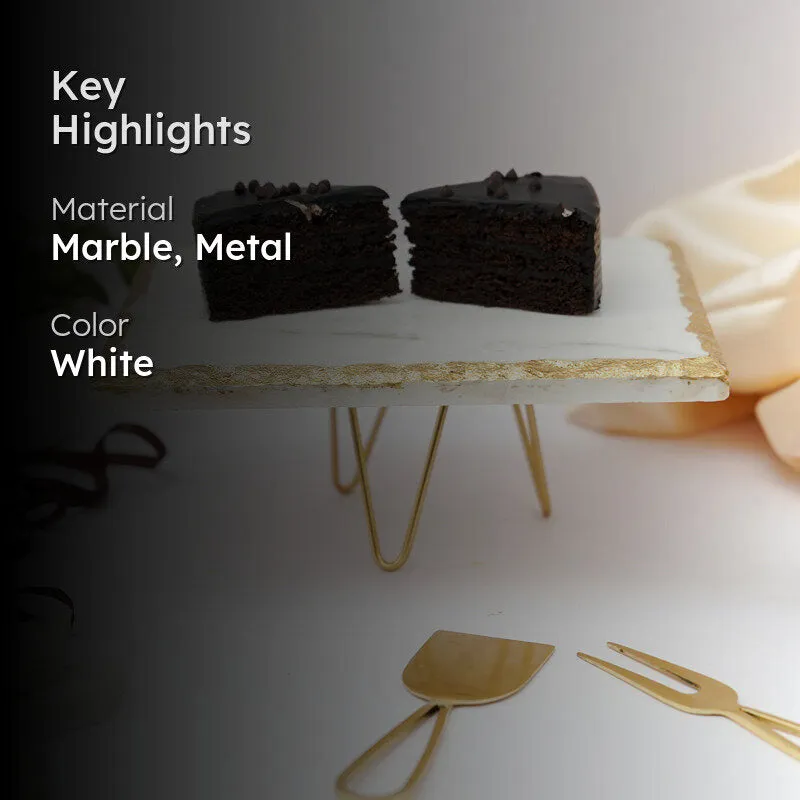 Levora Marble Cake Stand With Metal Base media 2