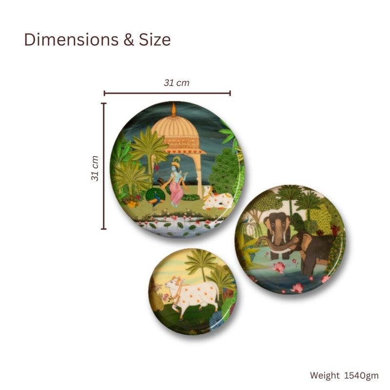 Kamadhenu Pastures Wall Plate - Set Of Three media 9