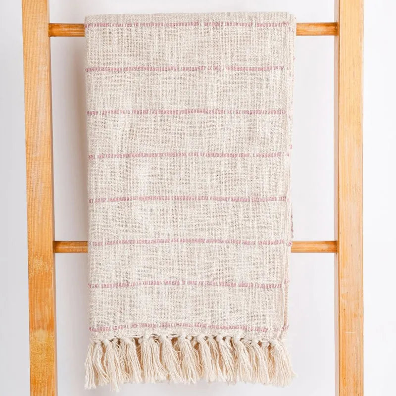 Cinnamon Whirl Striped Throw - Off White media 3
