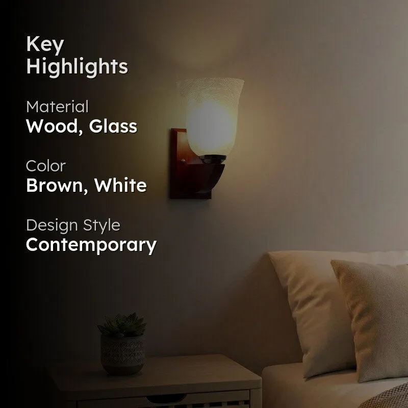 Crystal Bloom Wooden Base Glass Wall Lamp media 2