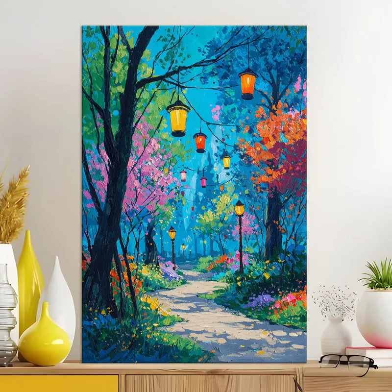 Twilight Lantern Woods Canvas Wall Art media 5