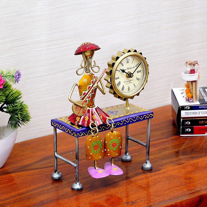 Handcrafted Artistic  Metal Table Clock media 3