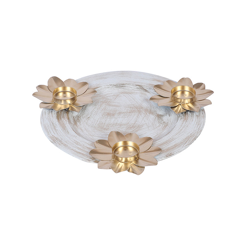 Áine Tealight Candle Holder With Platter (White) - Four Piece Set media 4