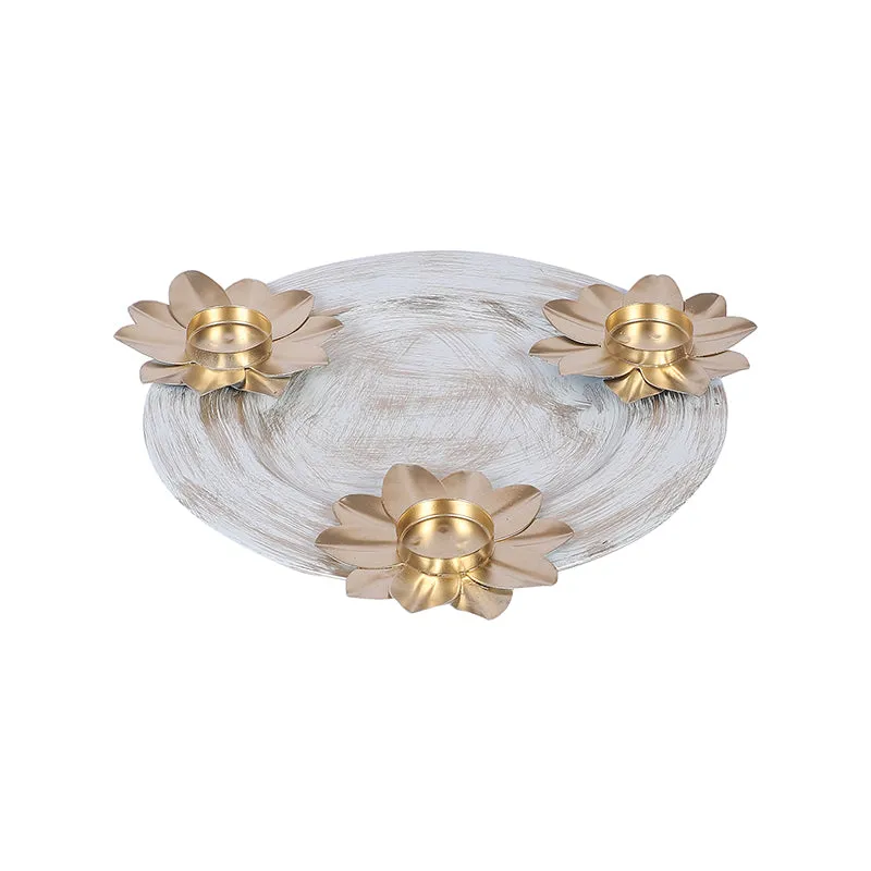 Áine Tealight Candle Holder With Platter (White) - Four Piece Set media 4
