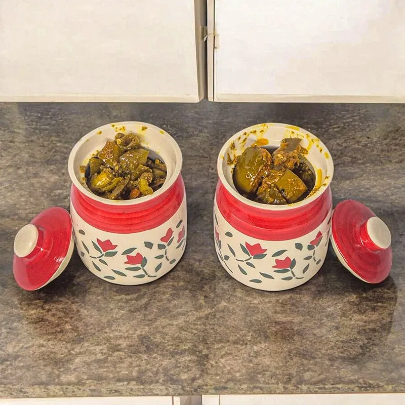 Ghara Flora Ceramic Jar (300 mL Each) - Set Of Two media 3