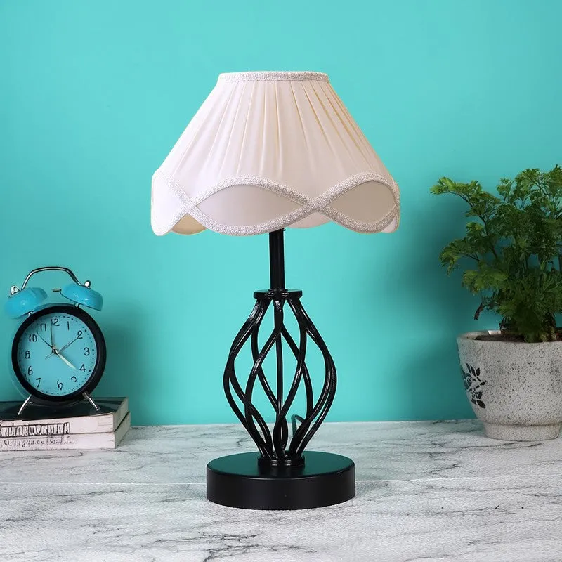 Aurelinea Cotton Table Lamp With Wooden Base - Ivory media 4