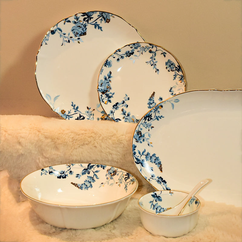 Verona 24k Gold Brushed Bone China Dinner Set - 21 Piece Set media 5