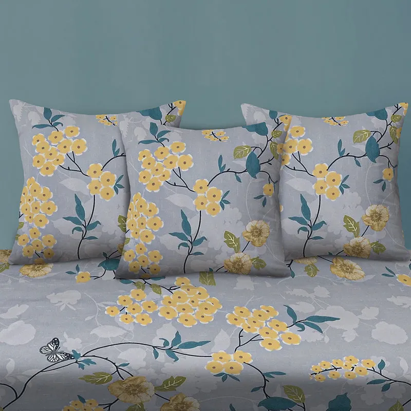 Yellow Flora Diwan Set - Six Piece Set media 4