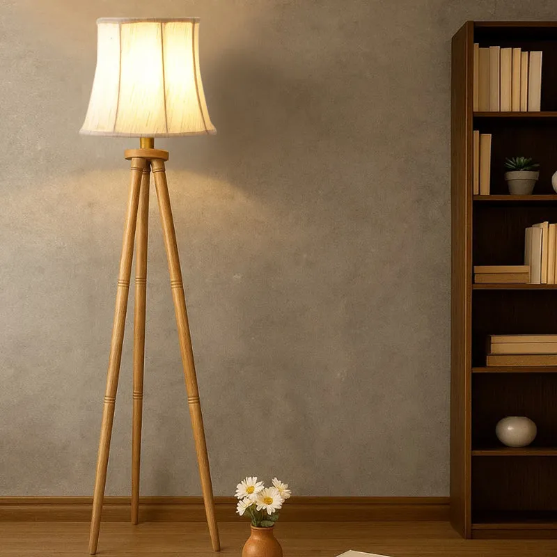 Cotin Curve Wooden Tripod Floor Lamp - Beige media 3